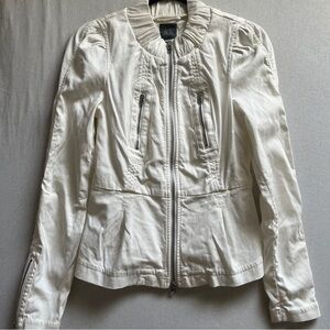 Armani Exchange White Peplum Moto Zip Up Jacket Size S